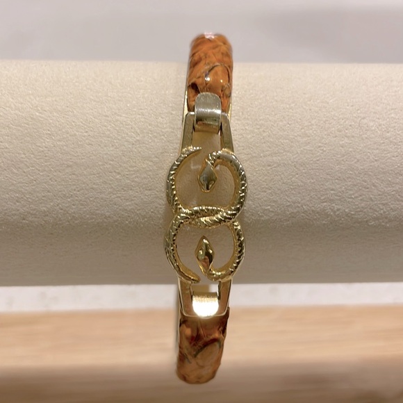 Italian 24KT Gold Plated Snakeskin Bracelet - Picture 1 of 5